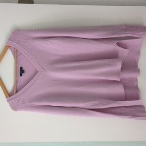 J crew V-neck Soft Yarn Wool Alpaca Mix High Low lilac Pullover Side Splits Sz S
